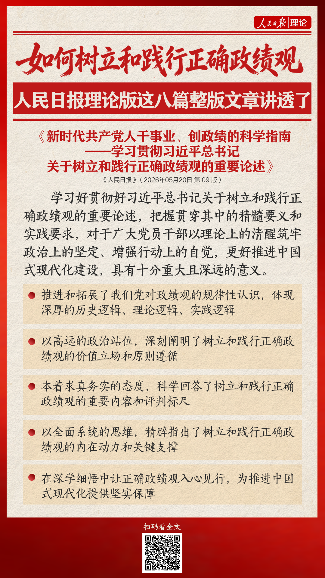 如何树立和践行正确政绩观，人民日报理论版这八篇整版文章讲透了