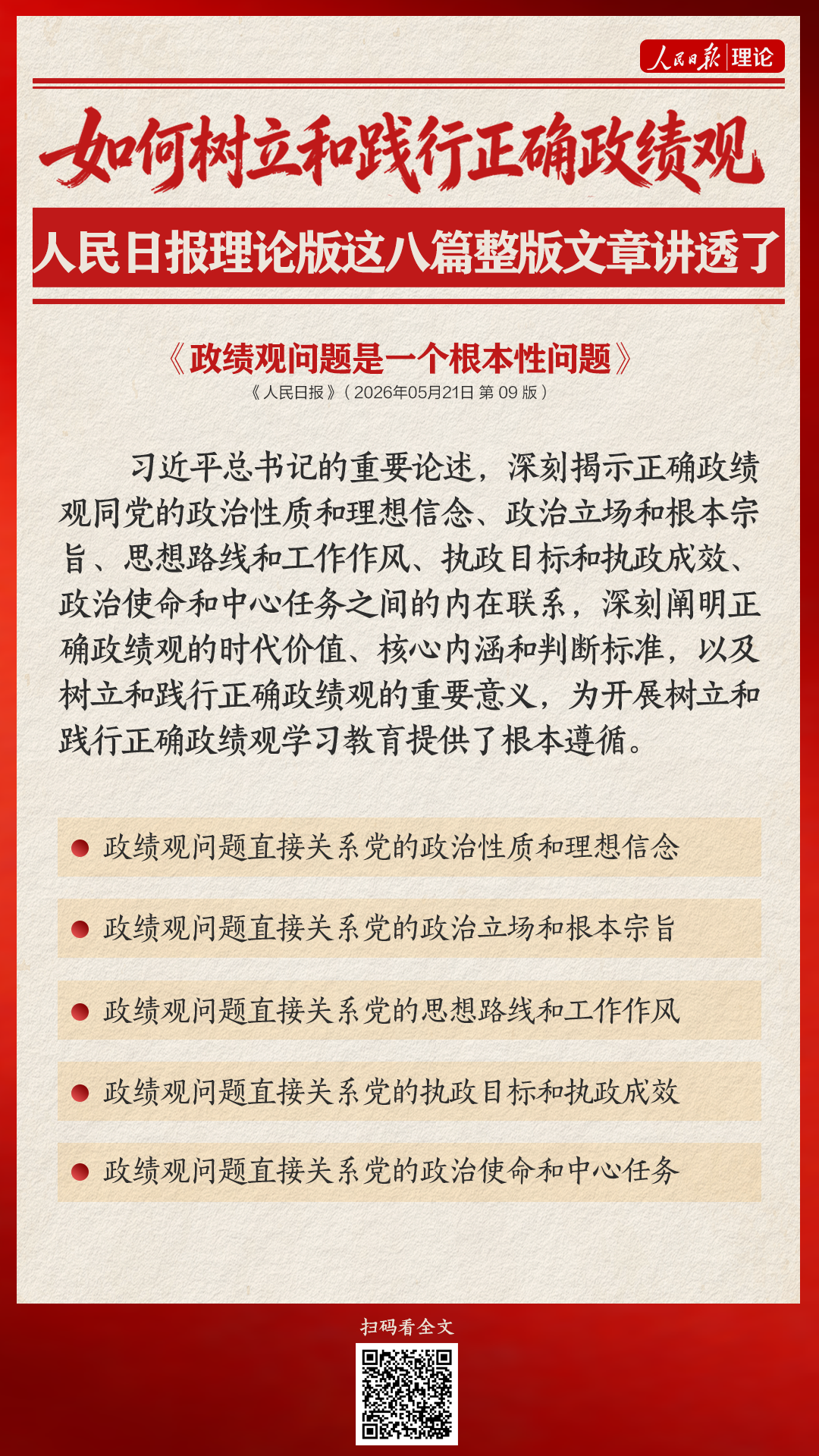 如何树立和践行正确政绩观，人民日报理论版这八篇整版文章讲透了