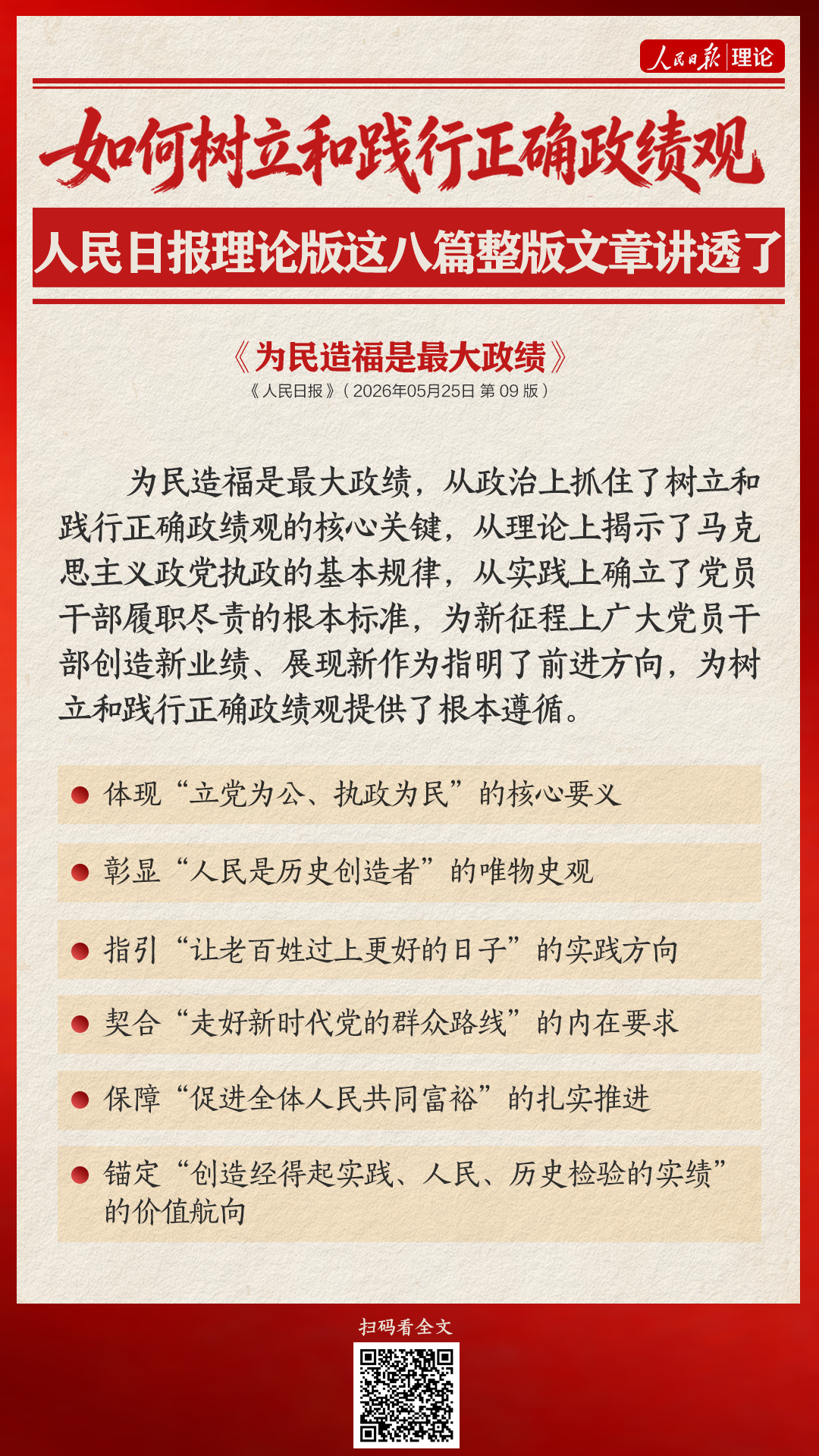 如何树立和践行正确政绩观，人民日报理论版这八篇整版文章讲透了